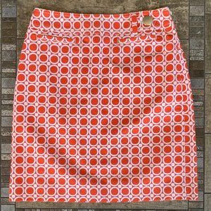 Ann Taylor Retro Mod Geometric Orange White Skirt Size 0 PETITE